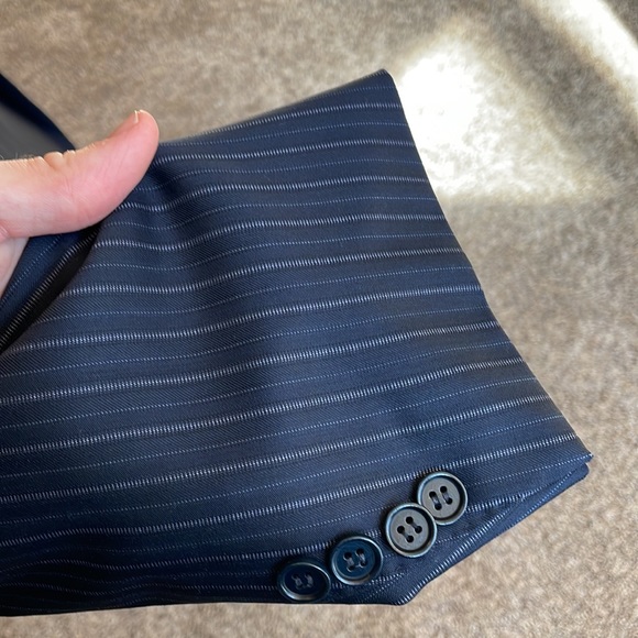 Canali Mens 42R Dark Blue Stripe - 100% Wool 2-button Suit Jacket Sport Coat - Picture 3 of 7